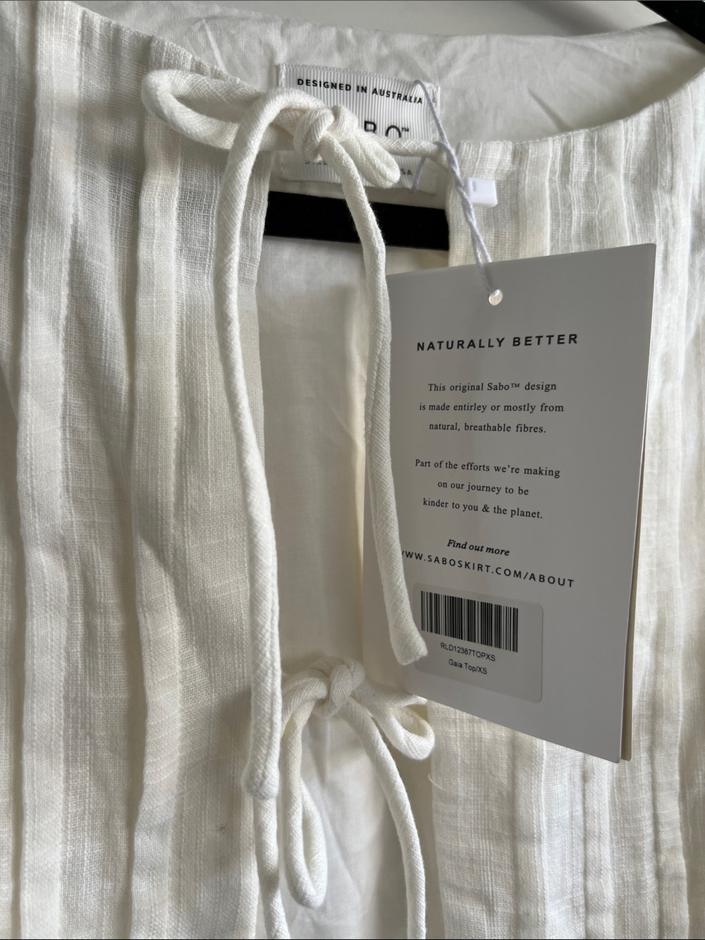 Lightweight Cream Tie-Front Women's Top - Picture 7 of 7